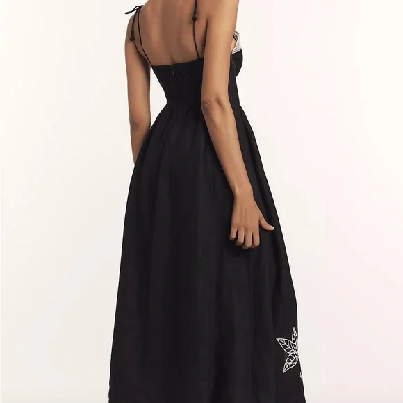 NWT Farm Rio Linen & Richelieu Lace Bustier Dress Size M